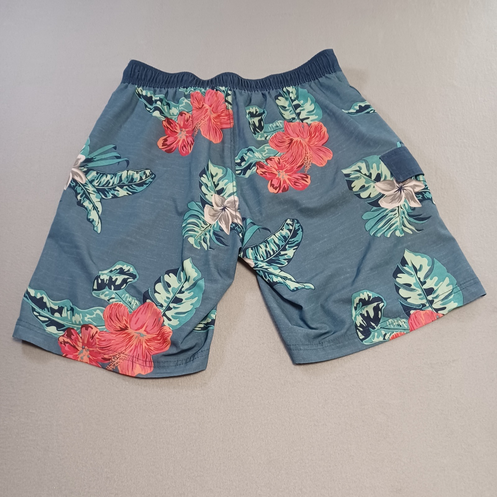 George Mens Blue Shark Tropical Hibiscus Swim Trunks Size M 32-34 Gm29205y